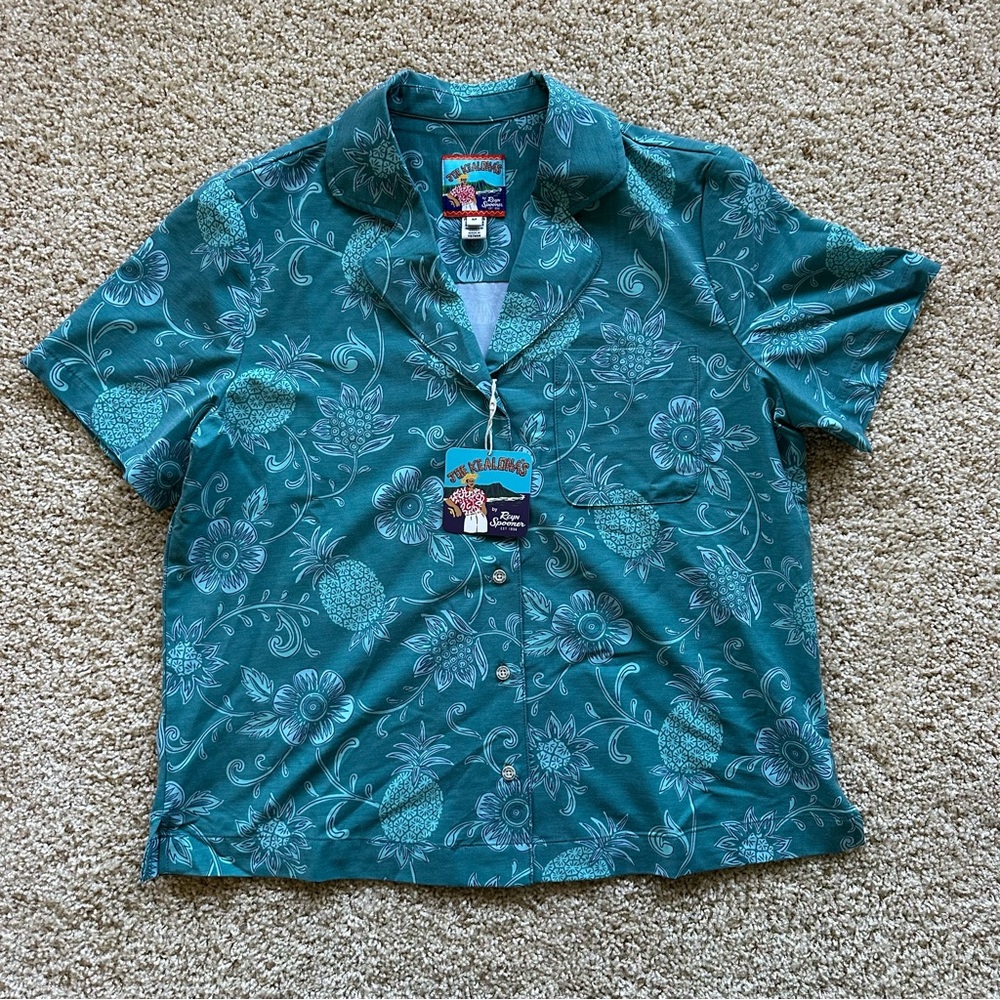Men’s‎ Reyn Spooner Joe Kealoha Pineapple Floral Aloha Shirt Teal Size M